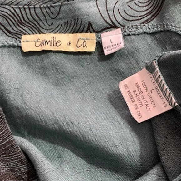 CAMILLE & CO Italian Linen Tie Shoulder Romper Italian Sz. L - Picture 6 of 7